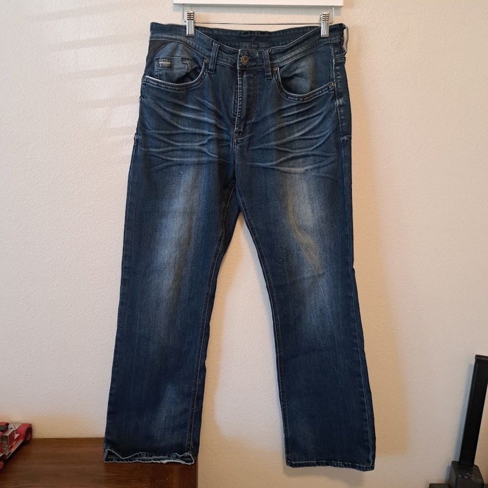 Buffalo David Bitton Mens Straight Leg Jeans Blue Medium Wash Stretch 33x30